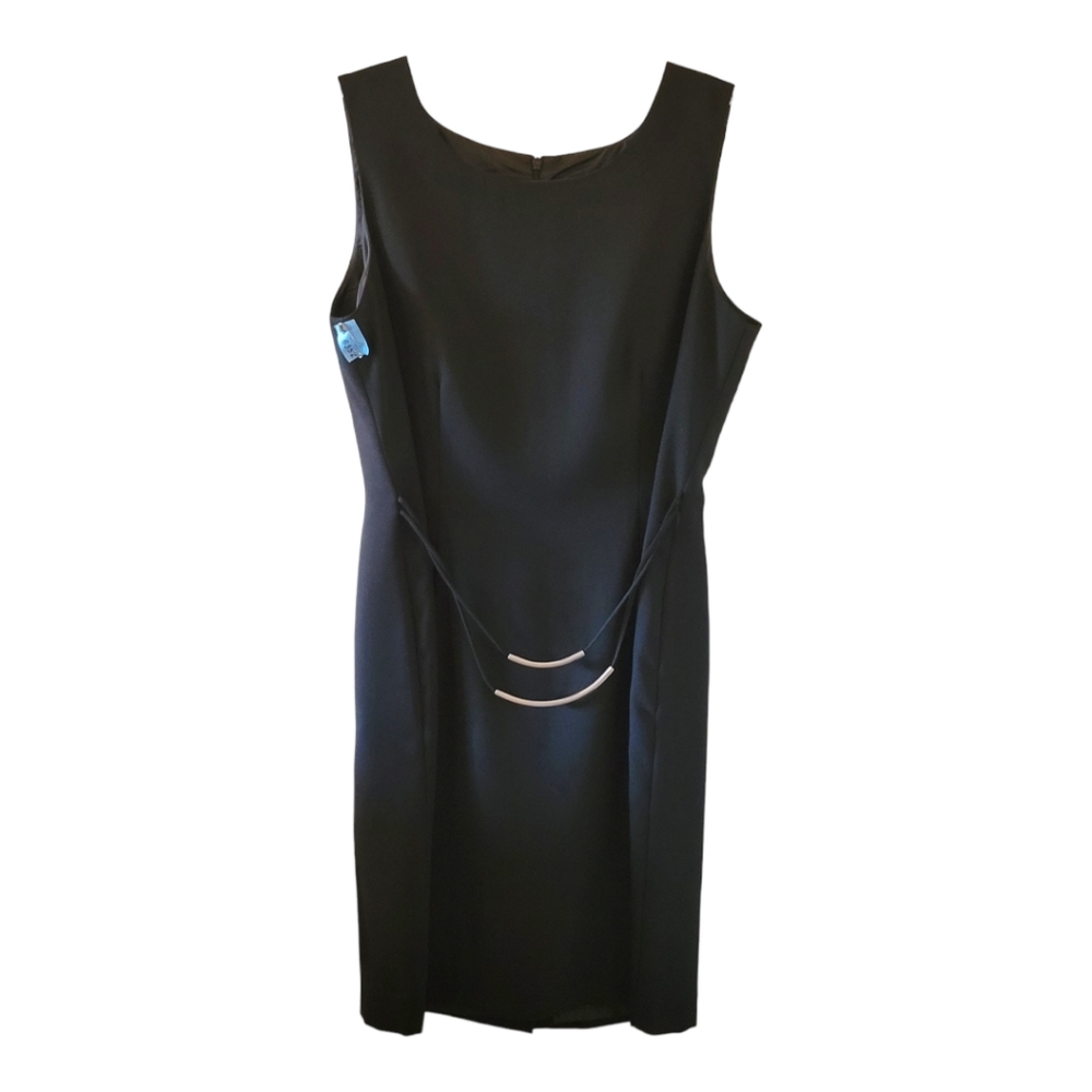 John Roberts Women's Tank Sheath Dress with Silver Waist Detail, Size 12